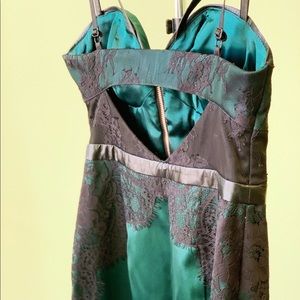 BEBE Emerald Green Satin Dress